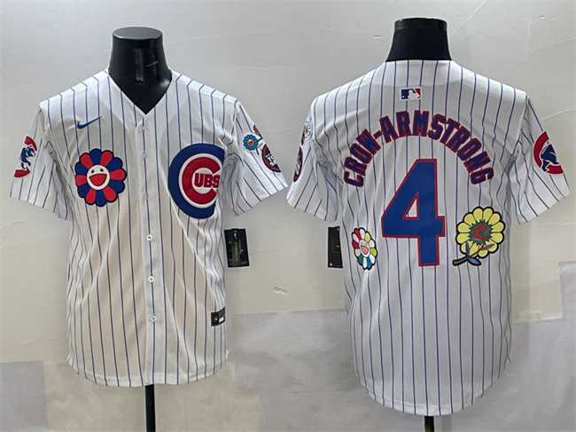 Men%27s Chicago Cubs #4 Pete Crow-Armstrong White 2025 Tokyo Series Limited Stitched Jersey
